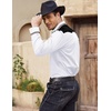 image:imageCOOFANDY Mens Western Cowboy Shirt Embroidered Long Sleeve Slim Fit Casual Cotton Button Down Hippie Shirts with PocketsWhite