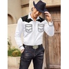 image:imageCOOFANDY Mens Western Cowboy Shirt Embroidered Long Sleeve Slim Fit Casual Cotton Button Down Hippie Shirts with PocketsWhite