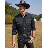 image:imageCOOFANDY Mens Western Cowboy Shirts Long Sleeve Cotton Casual Button Down Work Shirt with Pockets01black