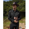 image:imageCOOFANDY Mens Western Cowboy Shirts Long Sleeve Cotton Casual Button Down Work Shirt with Pockets01black