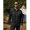 image:imageCOOFANDY Mens Western Cowboy Shirts Long Sleeve Cotton Casual Button Down Work Shirt with Pockets01black