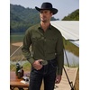 image:imageCOOFANDY Mens Western Cowboy Shirts Long Sleeve Cotton Casual Button Down Work Shirt with PocketsArmy Green