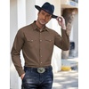 image:imageCOOFANDY Mens Western Cowboy Shirts Long Sleeve Cotton Casual Button Down Work Shirt with PocketsBrown