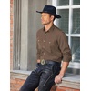 image:imageCOOFANDY Mens Western Cowboy Shirts Long Sleeve Cotton Casual Button Down Work Shirt with PocketsBrown