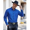 image:imageCOOFANDY Mens Western Cowboy Shirts Long Sleeve Cotton Casual Button Down Work Shirt with PocketsFrench Blue