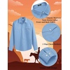 image:imageCOOFANDY Mens Western Cowboy Shirts Long Sleeve Cotton Casual Button Down Work Shirt with PocketsLight Blue