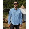 image:imageCOOFANDY Mens Western Cowboy Shirts Long Sleeve Cotton Casual Button Down Work Shirt with PocketsLight Blue