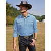 image:imageCOOFANDY Mens Western Cowboy Shirts Long Sleeve Cotton Casual Button Down Work Shirt with PocketsLight Blue
