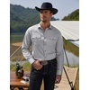 image:imageCOOFANDY Mens Western Cowboy Shirts Long Sleeve Cotton Casual Button Down Work Shirt with PocketsLight Grey