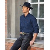 image:imageCOOFANDY Mens Western Cowboy Shirts Long Sleeve Cotton Casual Button Down Work Shirt with PocketsNavy Blue