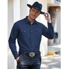 image:imageCOOFANDY Mens Western Cowboy Shirts Long Sleeve Cotton Casual Button Down Work Shirt with PocketsNavy Blue