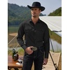 image:imageCOOFANDY Mens Western Cowboy Shirts Long Sleeve Cotton Casual Button Down Work Shirt with PocketsSolid Black