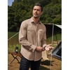 image:imageCOOFANDY Mens Western Cowboy Shirts Long Sleeve Cotton Casual Button Down Work Shirt with PocketsSolid Dark Khaki