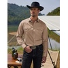 image:imageCOOFANDY Mens Western Cowboy Shirts Long Sleeve Cotton Casual Button Down Work Shirt with PocketsSolid Dark Khaki