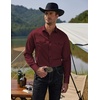 image:imageCOOFANDY Mens Western Cowboy Shirts Long Sleeve Cotton Casual Button Down Work Shirt with PocketsSolid Wine Red