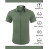 image:imageCOOFANDY Mens Wrinkle Free Dress Shirt Polka Dot Short Sleeve Button Down Business Casual ShirtsArmy Green