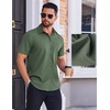 image:imageCOOFANDY Mens Wrinkle Free Dress Shirt Polka Dot Short Sleeve Button Down Business Casual ShirtsArmy Green