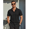 image:imageCOOFANDY Mens Wrinkle Free Dress Shirt Polka Dot Short Sleeve Button Down Business Casual ShirtsBlack