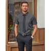 image:imageCOOFANDY Mens Wrinkle Free Dress Shirt Polka Dot Short Sleeve Button Down Business Casual ShirtsBlack Greysquare