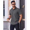 image:imageCOOFANDY Mens Wrinkle Free Dress Shirt Polka Dot Short Sleeve Button Down Business Casual ShirtsBlack Greysquare