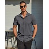 image:imageCOOFANDY Mens Wrinkle Free Dress Shirt Polka Dot Short Sleeve Button Down Business Casual ShirtsBlack Greysquare