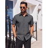 image:imageCOOFANDY Mens Wrinkle Free Dress Shirt Polka Dot Short Sleeve Button Down Business Casual ShirtsBlack Greysquare