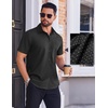 image:imageCOOFANDY Mens Wrinkle Free Dress Shirt Polka Dot Short Sleeve Button Down Business Casual ShirtsBlackpolka Dots
