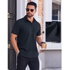 image:imageCOOFANDY Mens Wrinkle Free Dress Shirt Polka Dot Short Sleeve Button Down Business Casual ShirtsBlue Black