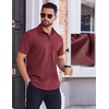 image:imageCOOFANDY Mens Wrinkle Free Dress Shirt Polka Dot Short Sleeve Button Down Business Casual ShirtsBurgundy