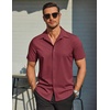 image:imageCOOFANDY Mens Wrinkle Free Dress Shirt Polka Dot Short Sleeve Button Down Business Casual ShirtsBurgundy