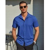image:imageCOOFANDY Mens Wrinkle Free Dress Shirt Polka Dot Short Sleeve Button Down Business Casual ShirtsDark Blue
