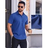image:imageCOOFANDY Mens Wrinkle Free Dress Shirt Polka Dot Short Sleeve Button Down Business Casual ShirtsDark Blue