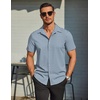 image:imageCOOFANDY Mens Wrinkle Free Dress Shirt Polka Dot Short Sleeve Button Down Business Casual ShirtsLight Bluerhombus