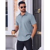 image:imageCOOFANDY Mens Wrinkle Free Dress Shirt Polka Dot Short Sleeve Button Down Business Casual ShirtsLight Bluerhombus