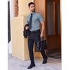 image:imageCOOFANDY Mens Wrinkle Free Dress Shirt Polka Dot Short Sleeve Button Down Business Casual ShirtsLight Bluerhombus