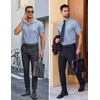 image:imageCOOFANDY Mens Wrinkle Free Dress Shirt Polka Dot Short Sleeve Button Down Business Casual ShirtsLight Bluesquare