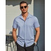 image:imageCOOFANDY Mens Wrinkle Free Dress Shirt Polka Dot Short Sleeve Button Down Business Casual ShirtsLight Bluesquare