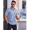 image:imageCOOFANDY Mens Wrinkle Free Dress Shirt Polka Dot Short Sleeve Button Down Business Casual ShirtsLight Bluesquare