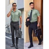 image:imageCOOFANDY Mens Wrinkle Free Dress Shirt Polka Dot Short Sleeve Button Down Business Casual ShirtsLight Greenflower