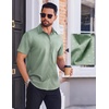 image:imageCOOFANDY Mens Wrinkle Free Dress Shirt Polka Dot Short Sleeve Button Down Business Casual ShirtsLight Greenflower