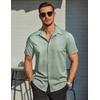 image:imageCOOFANDY Mens Wrinkle Free Dress Shirt Polka Dot Short Sleeve Button Down Business Casual ShirtsLight Greenflower