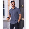 image:imageCOOFANDY Mens Wrinkle Free Dress Shirt Polka Dot Short Sleeve Button Down Business Casual ShirtsNavy Bluesquare