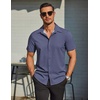 image:imageCOOFANDY Mens Wrinkle Free Dress Shirt Polka Dot Short Sleeve Button Down Business Casual ShirtsNavy Bluesquare