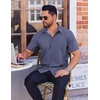 image:imageCOOFANDY Mens Wrinkle Free Dress Shirt Polka Dot Short Sleeve Button Down Business Casual ShirtsNavy Bluesquare