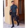 image:imageCOOFANDY Mens Wrinkle Free Dress Shirt Polka Dot Short Sleeve Button Down Business Casual ShirtsNavy Bluetriangle Arrow