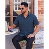 image:imageCOOFANDY Mens Wrinkle Free Dress Shirt Polka Dot Short Sleeve Button Down Business Casual ShirtsNavy Bluetriangle Arrow