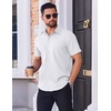 image:imageCOOFANDY Mens Wrinkle Free Dress Shirt Polka Dot Short Sleeve Button Down Business Casual ShirtsWhite