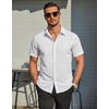 image:imageCOOFANDY Mens Wrinkle Free Dress Shirt Polka Dot Short Sleeve Button Down Business Casual ShirtsWhitepolka Dots