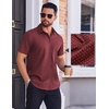 image:imageCOOFANDY Mens Wrinkle Free Dress Shirt Polka Dot Short Sleeve Button Down Business Casual ShirtsWine Redpolka Dots