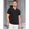 image:imageCOOFANDY Mens Zipper Polo Shirt Casual Knit Short Sleeve Polo T Shirt Classic Fit Shirts1black